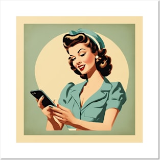 Nostalgia Vintage Mobile Connect Pin Up Girl Art Posters and Art